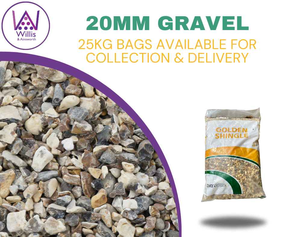 25KG 20mm Shingle (flint gravel) Pre Pack Bag